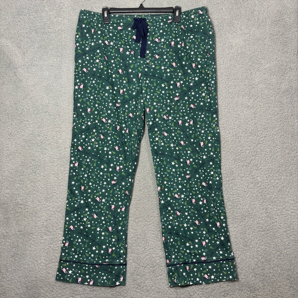 Vineyard Vines Mens Large Christmas Santa Whale Star Pajama Pants Green Holiday